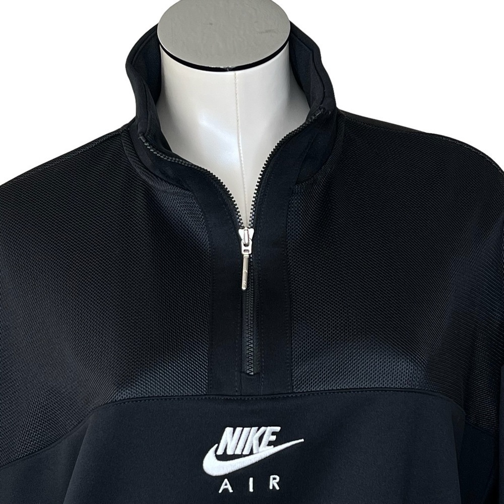 NIKE SPORTSWEAR AIR 1/4 Zip Black White Mesh Pullover Women's Size L - Picture 4 of 16